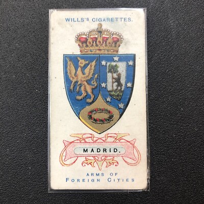 1912 WILLS cigarettes Arms of Foreign Cities Card MADRID Coat Of Arms 24  Tobacco