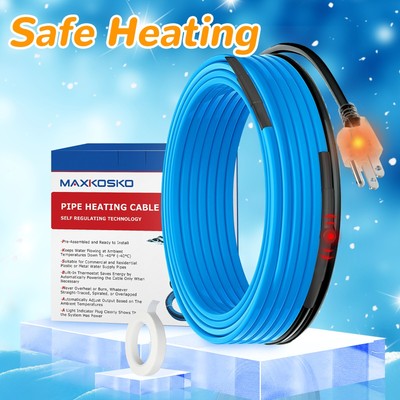 MAXKOSKO 12ft Heating Tape for Metal And Plastic Home Pipes Self-Regulating