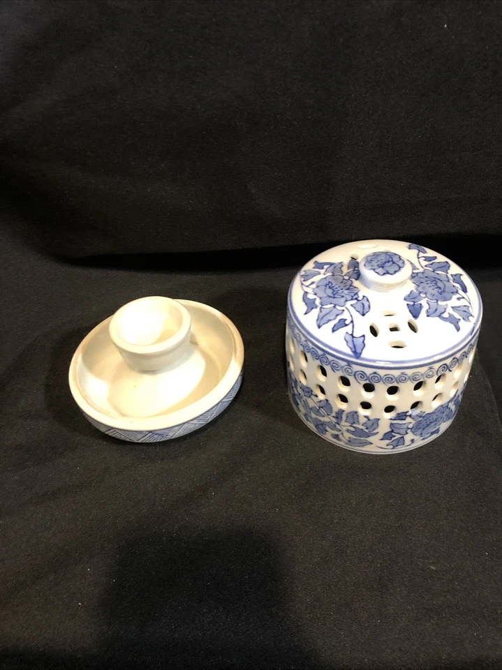 Candelabro/cubierta tarro de jengibre luminaria de cerámica de inspiración asiática de 6" de alto Foto 3 de 4