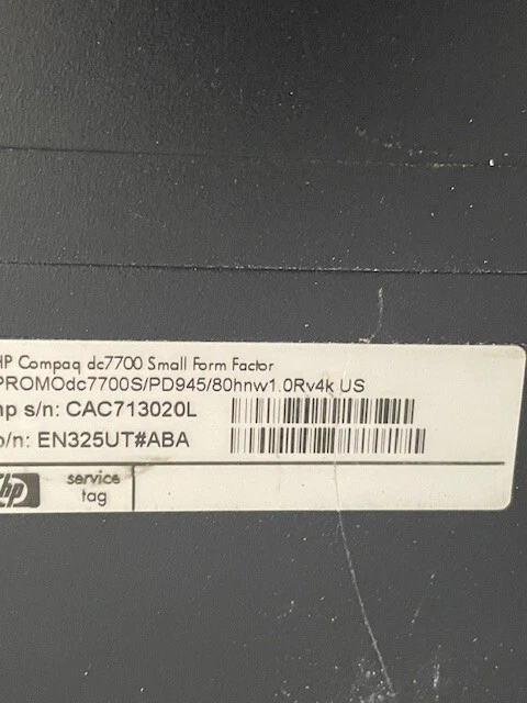 VINTAGE HP DC7700 EN325UT SFF PENTUIM 3-E6400,2GB, 80GB, XP PRO LIC WORKING - Image 3 of 4