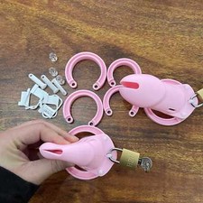 Pink Sissy Boy Chastity Device Lock Penis Cage Restraint Belt for Male Gay BDSM