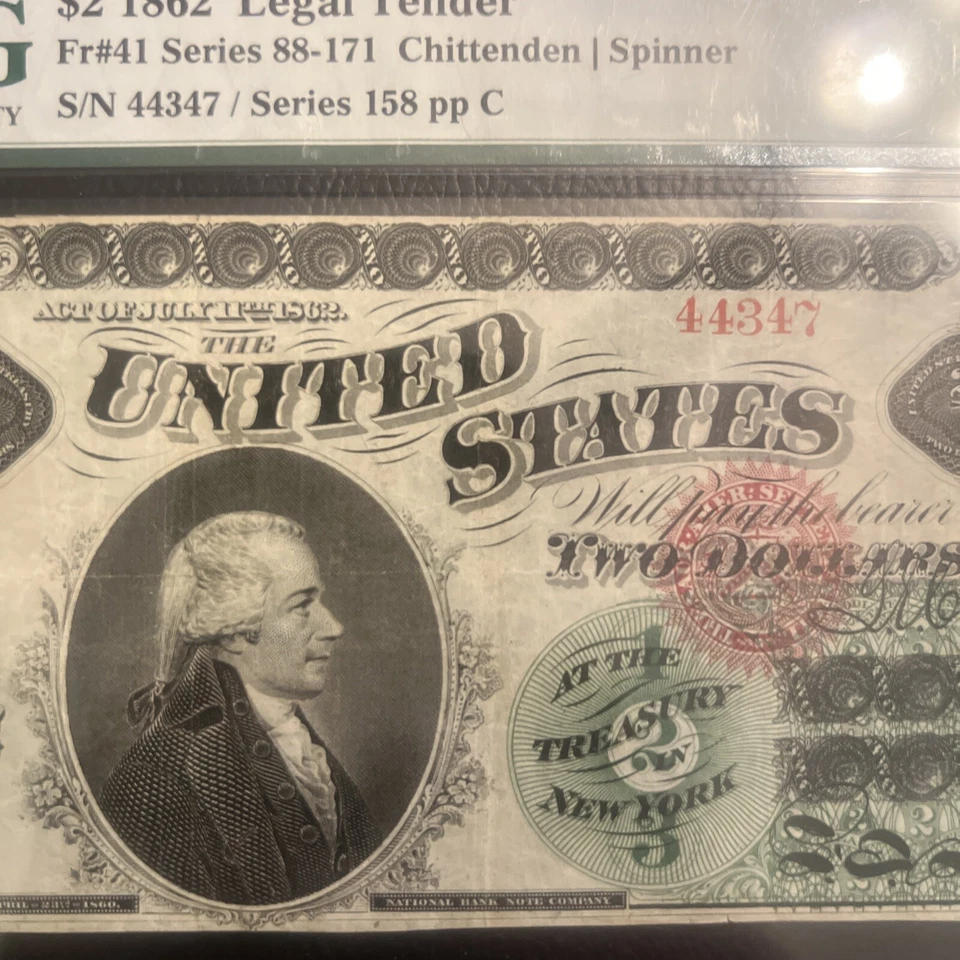 1862 $2 Legal Tender Fr#41 Series 158 pp C PMG25 - Image 3 of 4
