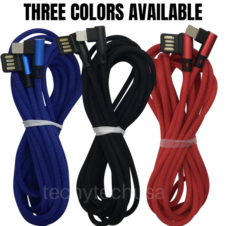 3 Pack 6Ft 90-Degree Angle USB Charging Cable For iPhone 11 XR 8 7 Charger Cord - Image 2 of 4