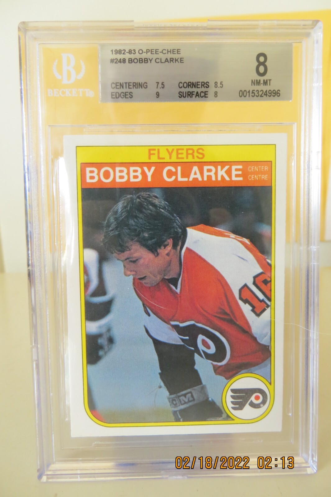 1982-83 O-Pee-Chee #248 Bobby Clarke Graded 8 Trading Card Single