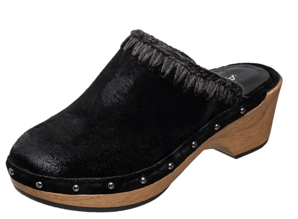 NIB/NEW Antelope Hedy Black Suede Clogs Shoes Size 6/37 Sundance retail $198 - Image 2 of 4