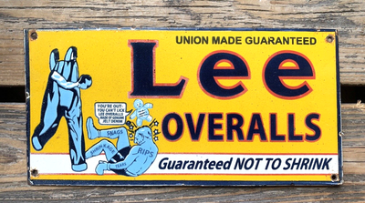 VINTAGE LEE OVERALLS DENIM JEANS GAS PUMP STATION MOTOR OIL 