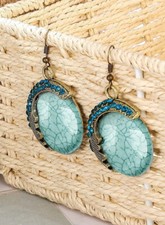 2.5" Bronze-tone Earring Set Boho Rhinestone Dangle Drop Hook New Free Ship 4378