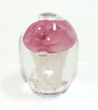 Glass Pink Jellyfish Paperweight SPI Home Art Glow In The Dark Ocean Beach Theme