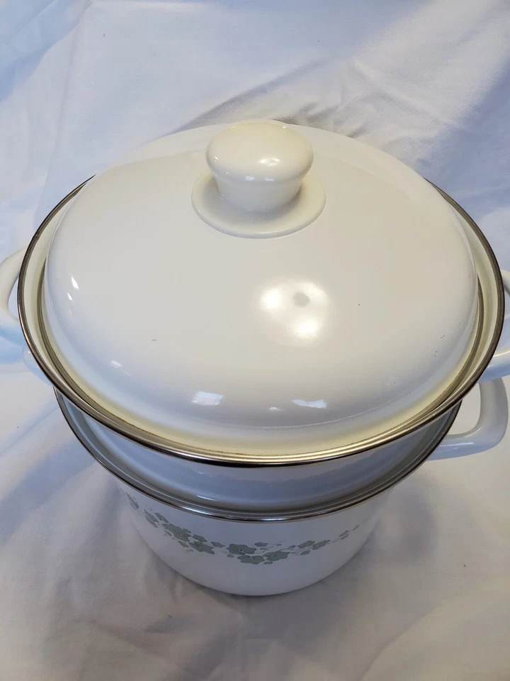 Corning Ware Vintage Gallaway Ivy 3 Pc Stock Pot W/ Strainer & Lid - Image 2 of 4