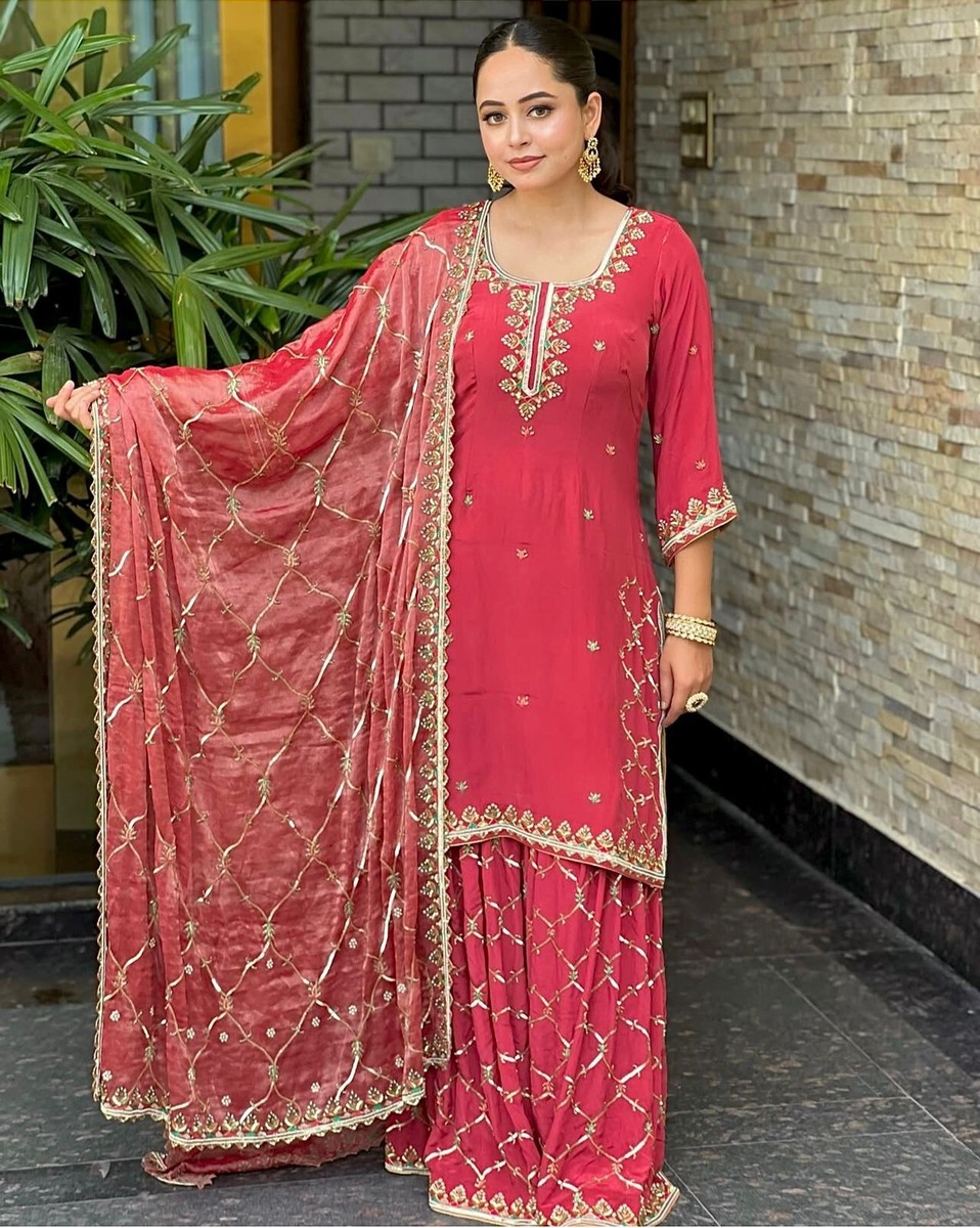 open lace back dress Blue Sharara Kameez Dupatta Pakistani Wedding Dress – Nameera by Farooq main image 0