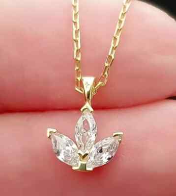 2Ct Marquise Cut Simulated Diamond Women's Fancy Pendant 14k Yellow Gold Plated