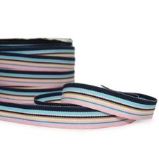 10 Yards Navy Blue Pink Beige Striped Grosgrain Ribbon 5/8"W