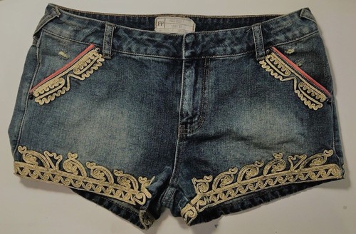 Free People Denim Jean Shorts Gold 