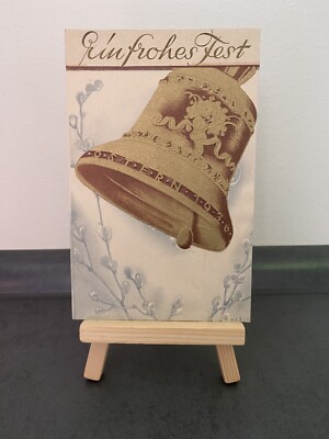 Vintage Postcard A Merry Christmas, Large Gold Bell, Art, 1936