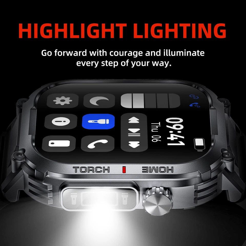 Military Smart Watch for Men (Call Receive/Dial) Rugged Tactical Fitness Tracker - Image 4 of 4