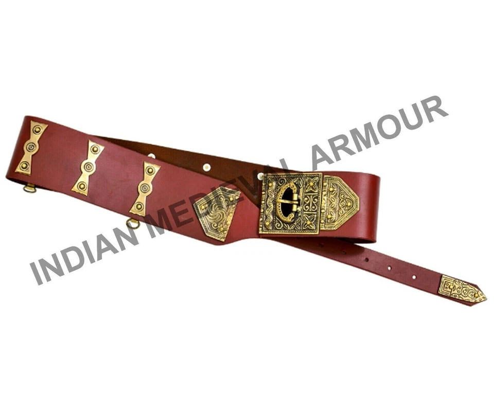 Cinturón romano tardío Cingulum cuero marrón cinturón legionario LARP Renacimiento Foto 2 de 3