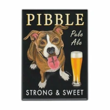 Retro Pets Magnet, Pibble Pale Ale, Pit Bull Terrier Dog, 2.5" x 3.5"