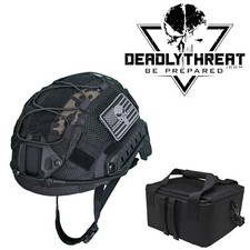Superlite Ballistic Tactical Combat Helmet NIJ IIIA XL Black W/ Ghost Camo Cover