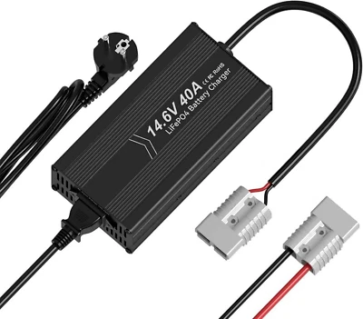 WATTENBERG Lifepo4 Ladegerät 14,6V 40A LFP Akku Charger 12V Ladegerät Lithiumakku Ladekabel