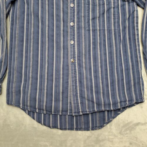 Scully Shirt Mens Small Blue Cotton Mandarin Band Collar Button Western Casual - Picture 2 of 9