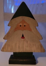 Primitive Wood Santa Tabletop 7.5 Inches Tall BEP 2002 Hand Painted Christmas