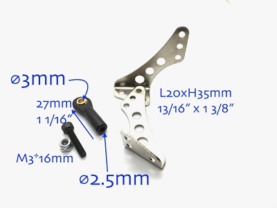 1 Pair Metal Control Horn 20x35MM 0.8''x1.4'' w/ Ball Link for RC Planes (US SHIP)