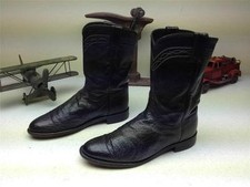 JUSTIN BLACK OSTRICH MADE IN USA WESTERN COWBOY ROPER BOOTS 9 D
