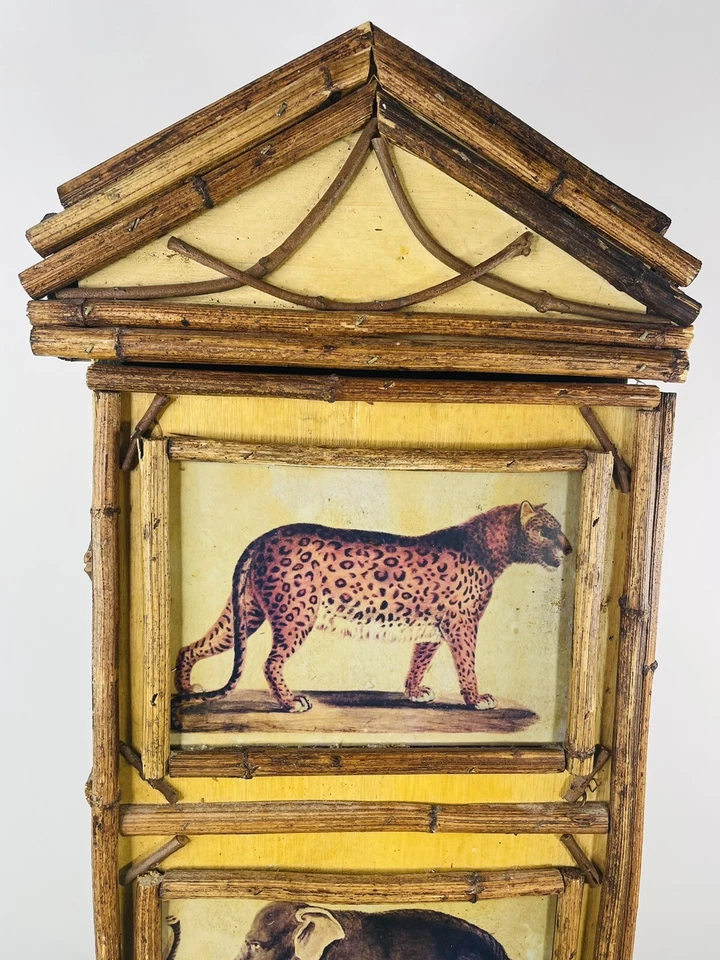 Primitive Adirondack Twig Craft Cupboard Safari Animal Leopard Elephant Zebra - Image 2 of 4
