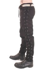 Mens Rock Goth Black Cotton Trousers with Small Eyelets and Laced Sides.