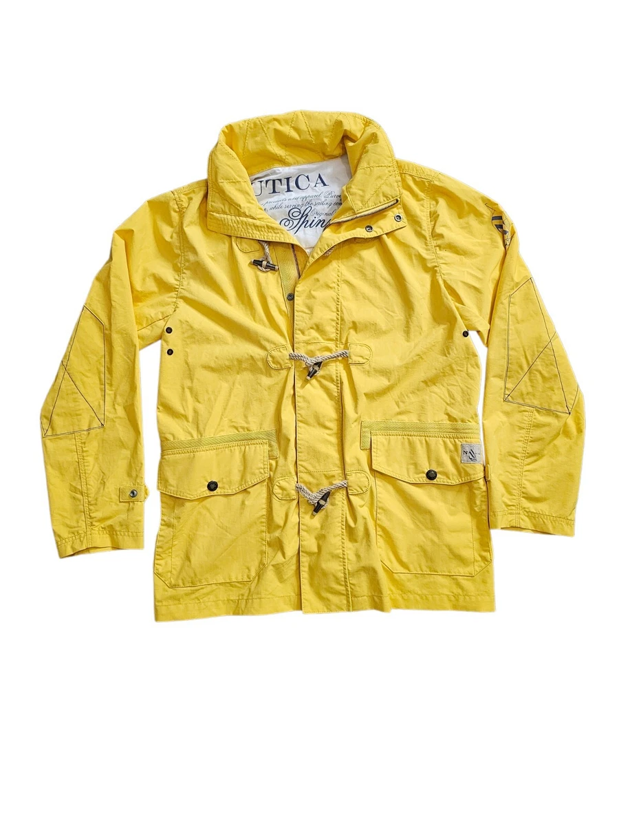 Nautica Fisherman Style Rain Jacket Coat Peacoat Mens Size Medium Yellow