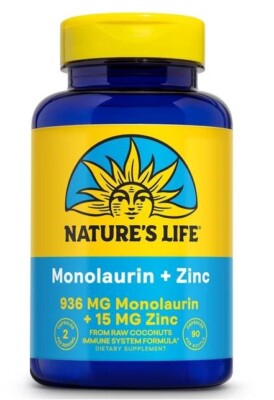 Nature's Life Monolaurin + Zinc 1000 mg | Immune System Support Supplement with