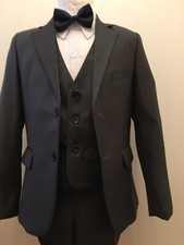 Costume Enfant Cérémonie Mariage ensemble 5 pièces Gris Anthracite 2 ans