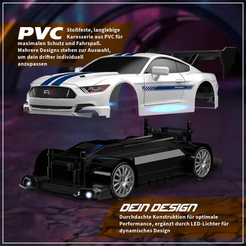 RC Drift Car, 1:24 Drift Auto Ferngesteuert Für Kinder Junge, 30KM/H 4WD Mini Dr - Bild 2 von 4