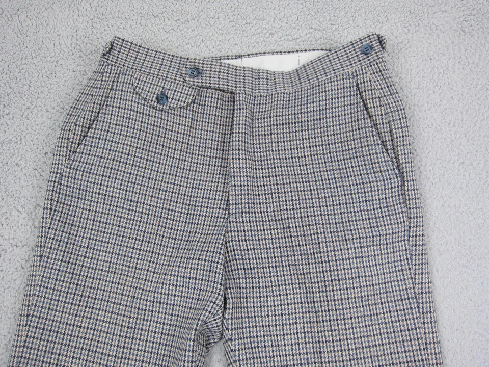 True Vintage Jaymar Tweed Pants Mens 32x28 Brown Blue 60s 70s Houndstooth Knit - Image 2 of 4
