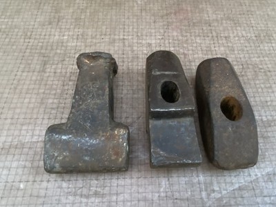 3 VTG Antique Straight Cross Peen Hammers HEAD Blacksmith Anvil Forge Old Tools