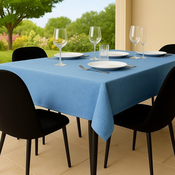 Tischdecke Outdoor Abwaschbar 80X80 Blau Gartentischdecke Tischdecken Wetterfest-image