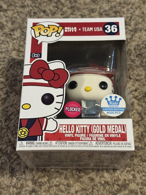 Funko: Team USA ~ Hello Kitty (Gold Medal) #36 ~ Flocked Funko Shop 4000 PCS