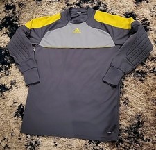 Adidas Vintage Goalkeeper Football Shirt Nolel Size Medium Padded Grey Yellow 