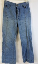 VTG 70s Ms Lee Flare Jeans High Waist Front Seam Denim Talon 42 Zip Union USA 