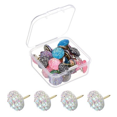 30 Stück Strass-Push-Pins, 12mmx13mm, Mehrfarbig/Gold für Marke