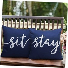 Set of 2,Outdoor Waterproof Throw Pillow 18" x 18" Pack of 2 Navy Blue
