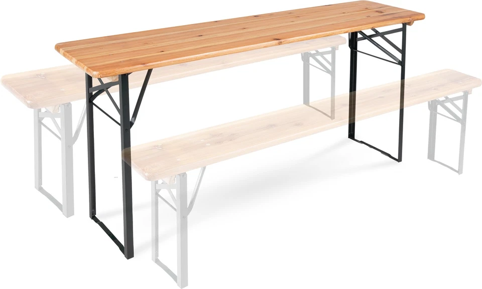 Table de Jardin Terasse Pliable Bois Extérieur Meuble Camping Bière Balcon 177cm - Photo 4/4