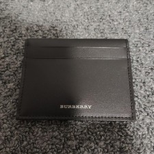 Burberry Card Case Black Leather Holder Near Mint gift