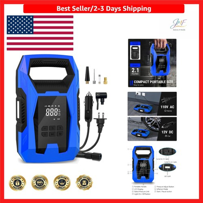 #ad Multi Purpose Portable Air Pump with Digital Display amp; LED Lights for Easy Use $55.99