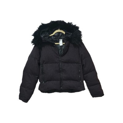 New Gap Women's Faux Fur Trim Wool Puffer Coat Jacket  Size Large