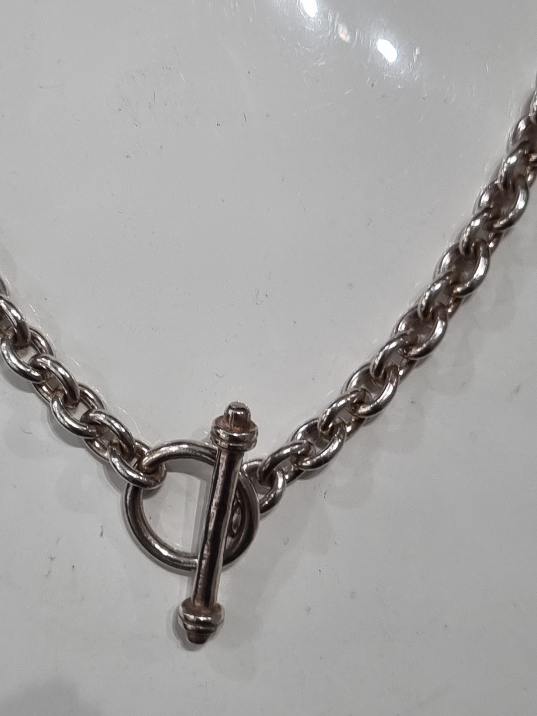 925 Sterling Silver Round Solid T Bar Toggle Roun… - image 2