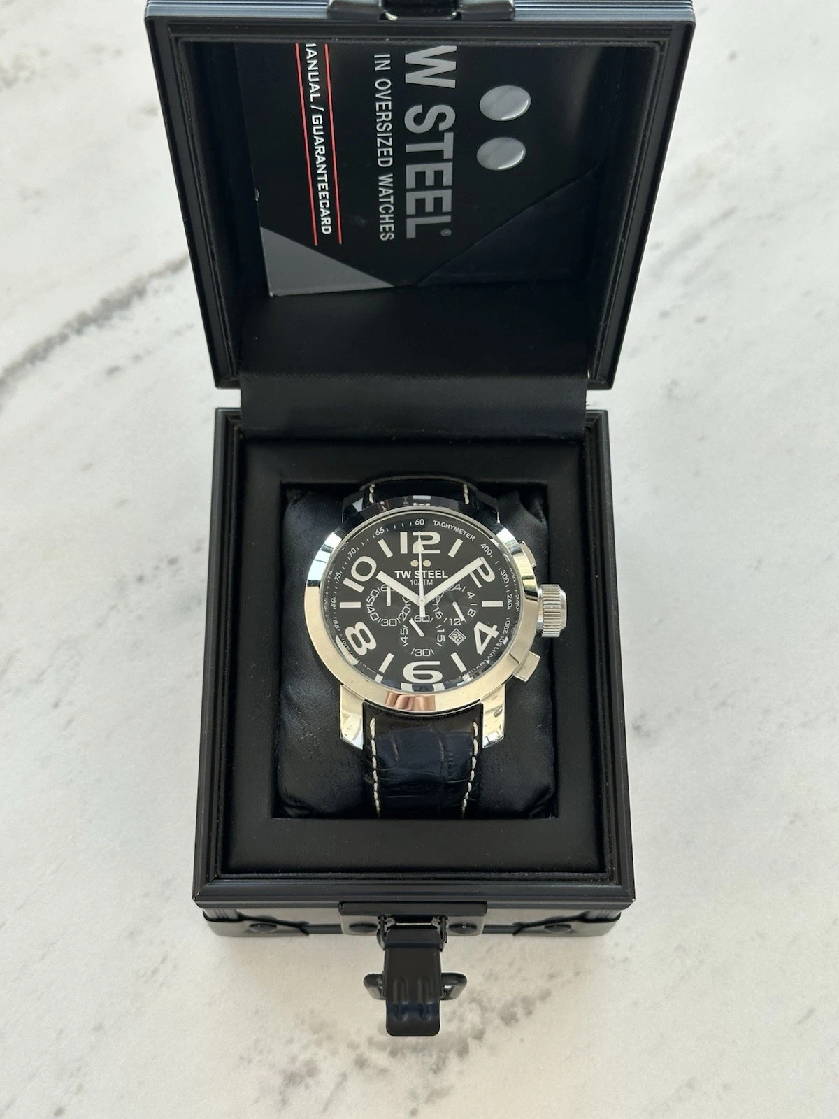 Breguet — TW50 Men's Grandeur Black Dial Black Leather Strap Chronograph Watch