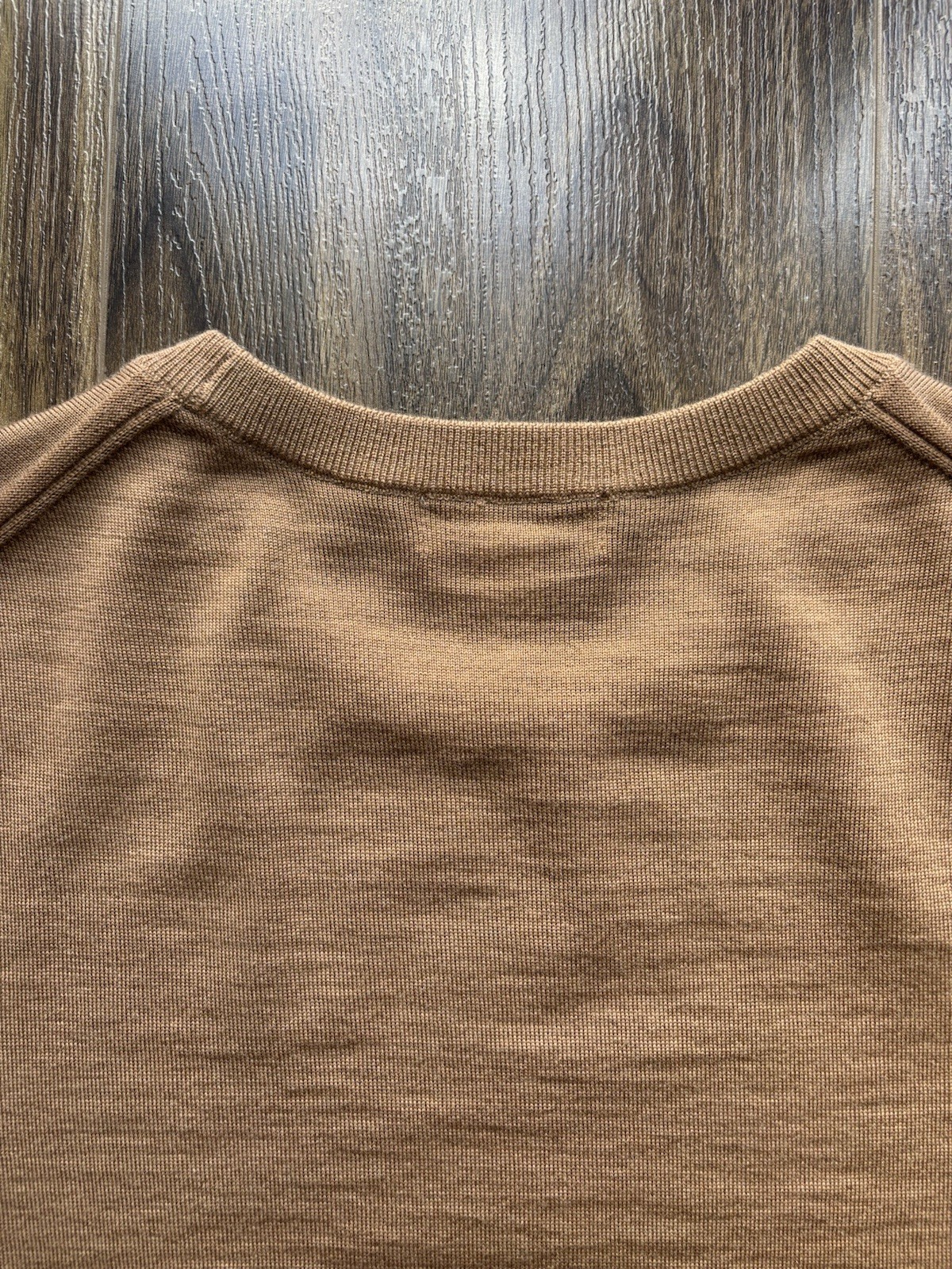 Jaeger 100percent Extra Fine Merino Wool UK (M) 38” Chest “Dark Camel” BNWOT RRP £89 image 6