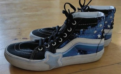 VANS Mädchen High-Top Sneaker EU 34 Schwarz/Blau/Weiß Sterne glow gepolstert
