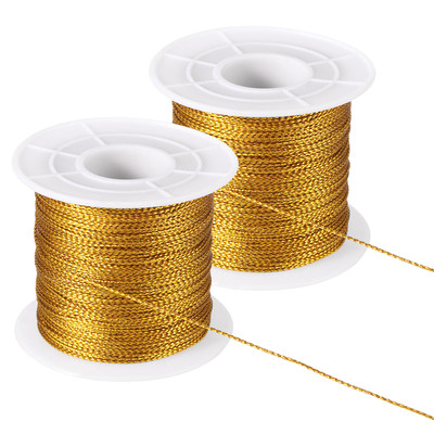 328 Zoll Metall Kordel Lametta Faden Ornament Garn Schnur 1 mm Gold 2 Spulen